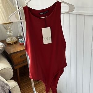 Red Zara bodysuit